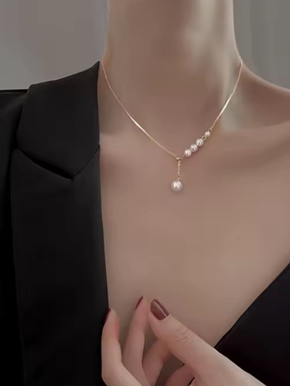 New Adjustable .925 Pearl Drop Necklace, Stamped